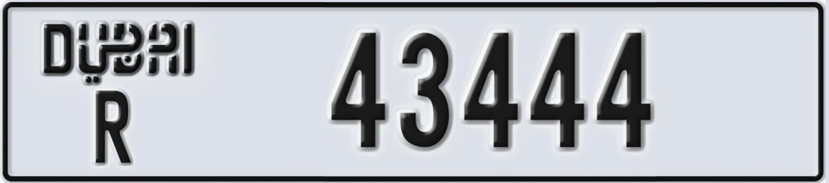 UAE License Plate Dubai R 43444
