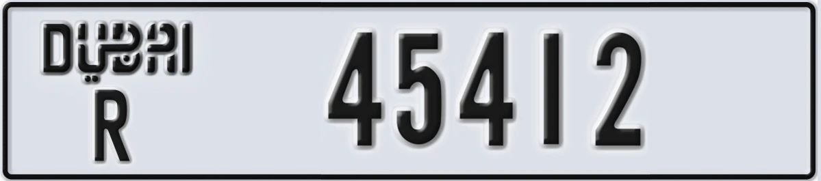 UAE License Plate Dubai R 45412