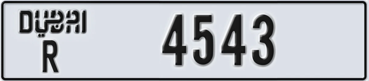 UAE License Plate Dubai R 4543