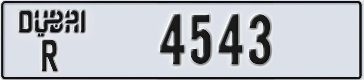 UAE License Plate Dubai R 4543