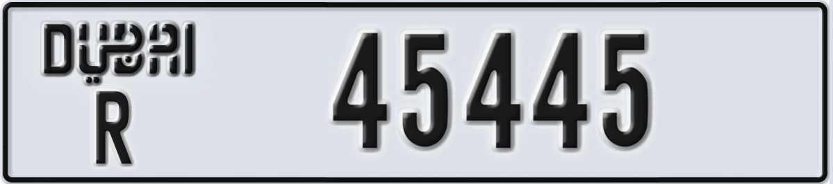 UAE License Plate Dubai R 45445