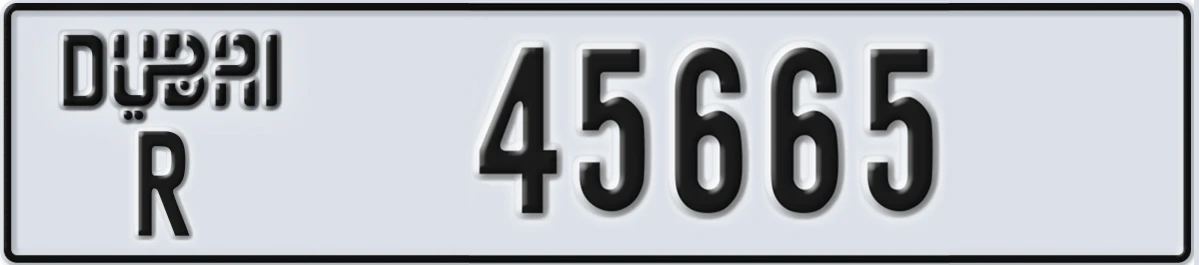 UAE License Plate Dubai R 45665