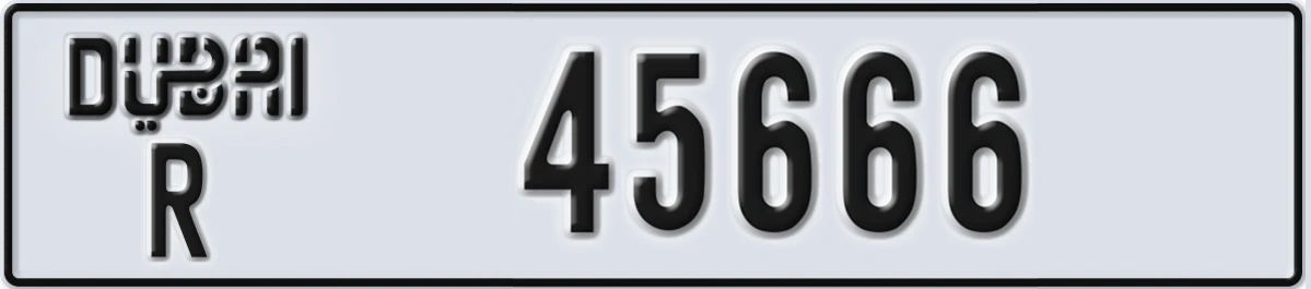 UAE License Plate Dubai R 45666