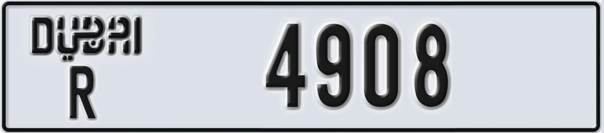 UAE License Plate Dubai R 4908