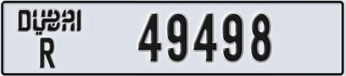 UAE License Plate Dubai R 49498