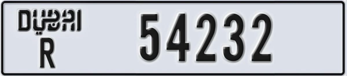 UAE License Plate Dubai R 54232