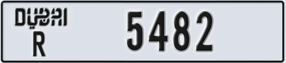 UAE License Plate Dubai R 5482