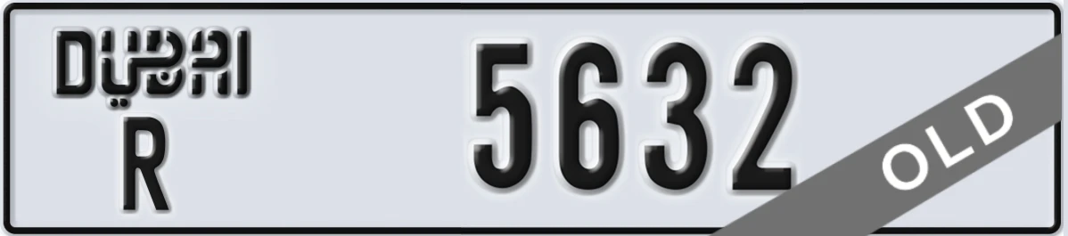 UAE License Plate Dubai R 5632