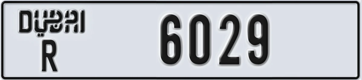 UAE License Plate Dubai R 6029