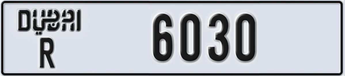 UAE License Plate Dubai R 6030