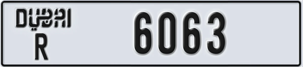 UAE License Plate Dubai R 6063