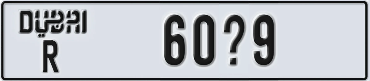UAE License Plate Dubai R 60X9