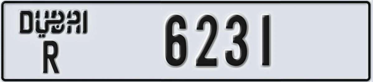 UAE License Plate Dubai R 6231
