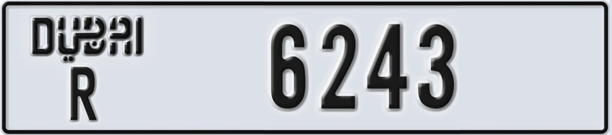 UAE License Plate Dubai R 6243