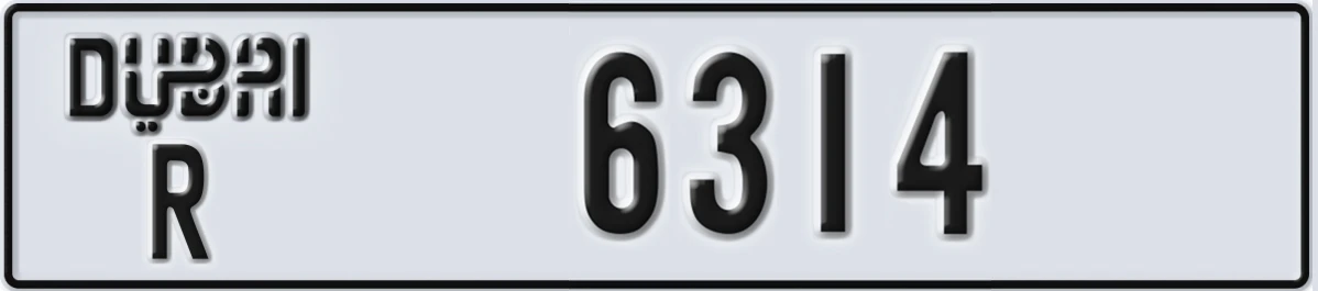 UAE License Plate Dubai R 6314