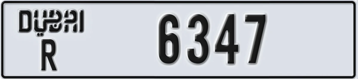 UAE License Plate Dubai R 6347