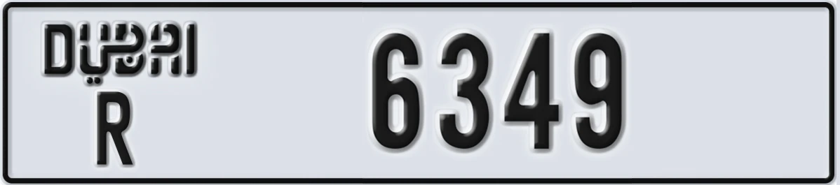 UAE License Plate Dubai R 6349