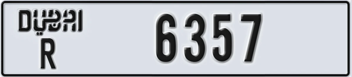 UAE License Plate Dubai R 6357
