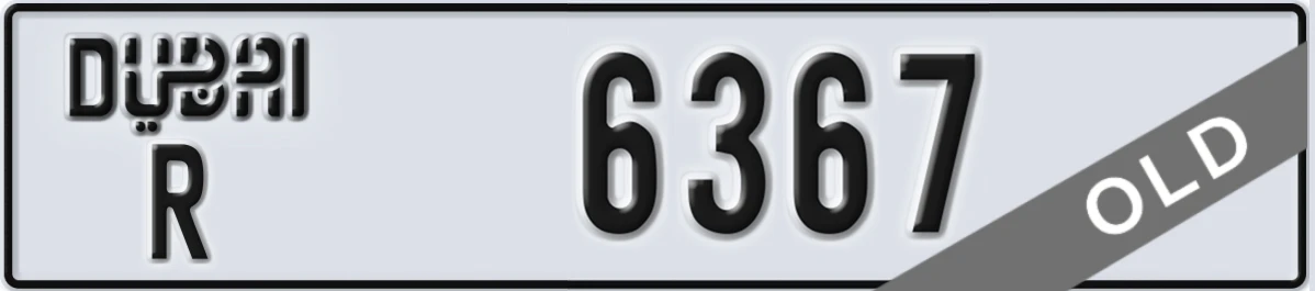 UAE License Plate Dubai R 6367
