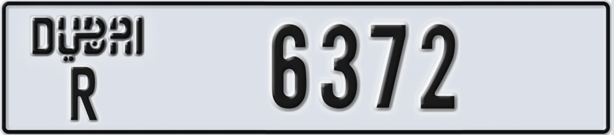 UAE License Plate Dubai R 6372