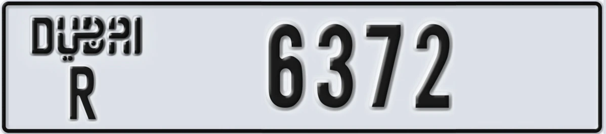 UAE License Plate Dubai R 6372