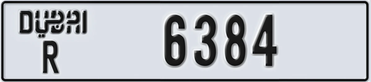 UAE License Plate Dubai R 6384