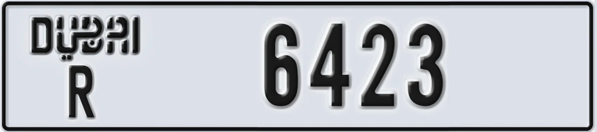 UAE License Plate Dubai R 6423