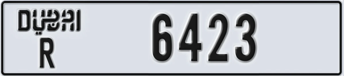 UAE License Plate Dubai R 6423
