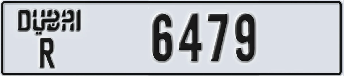 UAE License Plate Dubai R 6479