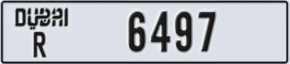 UAE License Plate Dubai R 6497