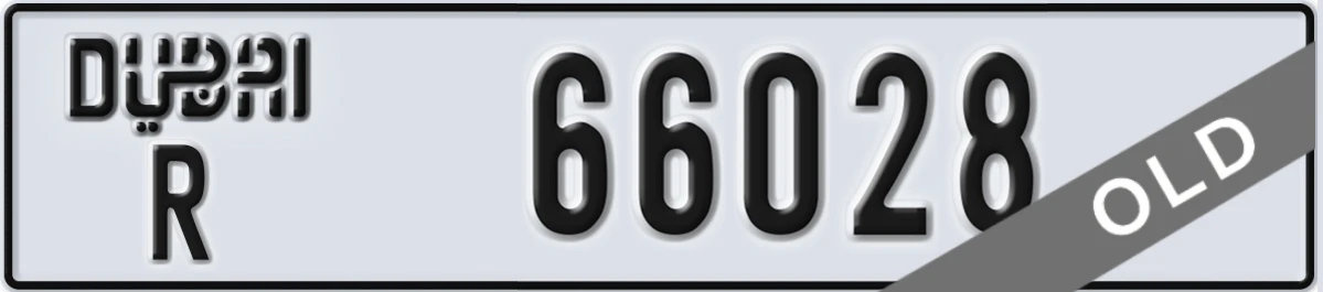 UAE License Plate Dubai R 66028