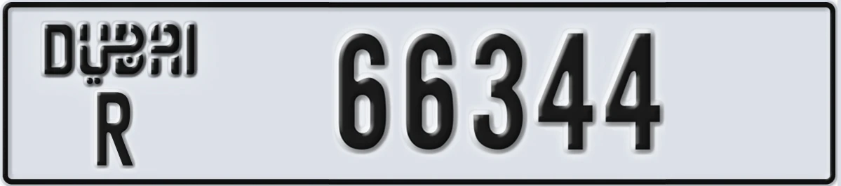 UAE License Plate Dubai R 66344