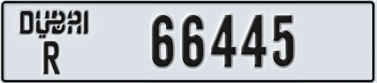 UAE License Plate Dubai R 66445