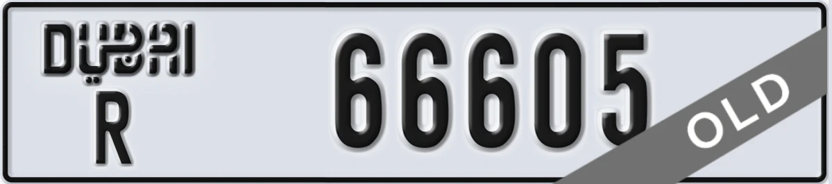 UAE License Plate Dubai R 66605