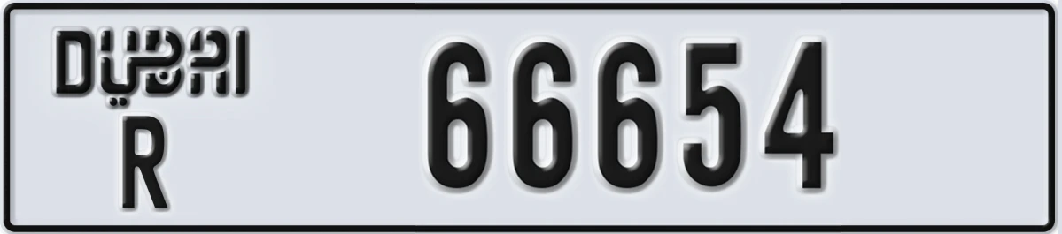 UAE License Plate Dubai R 66654