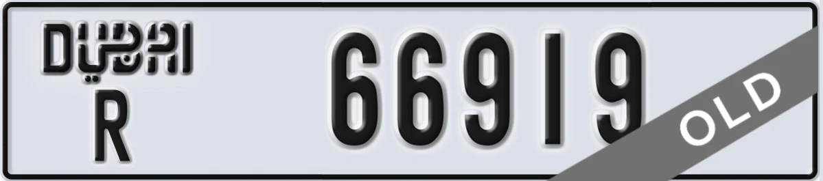 UAE License Plate Dubai R 66919