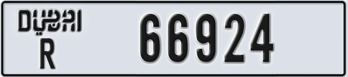 UAE License Plate Dubai R 66924