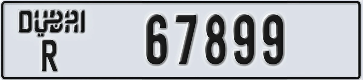 UAE License Plate Dubai R 67899