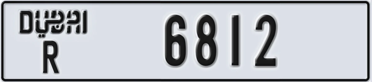 UAE License Plate Dubai R 6812