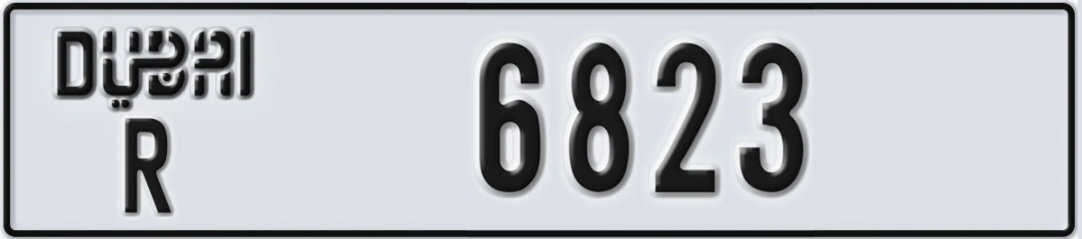 UAE License Plate Dubai R 6823