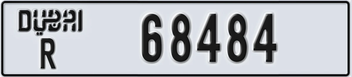 UAE License Plate Dubai R 68484