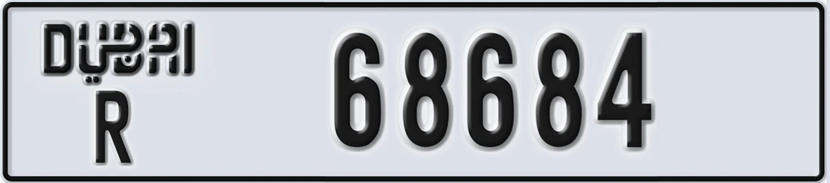UAE License Plate Dubai R 68684