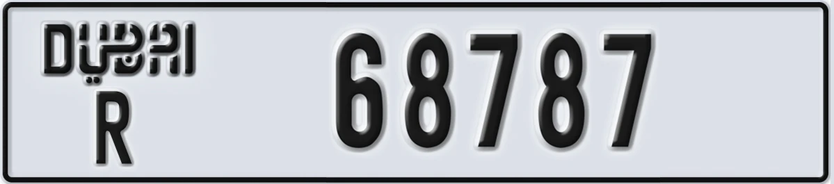UAE License Plate Dubai R 68787
