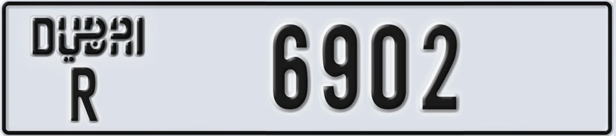 UAE License Plate Dubai R 6902