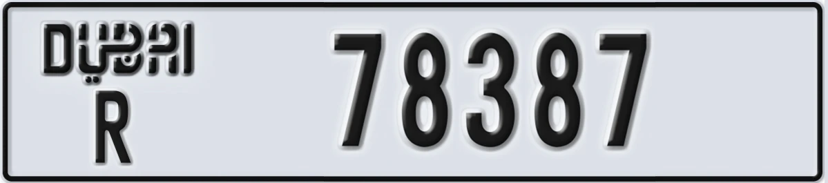 UAE License Plate Dubai R 78387