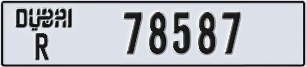 UAE License Plate Dubai R 78587
