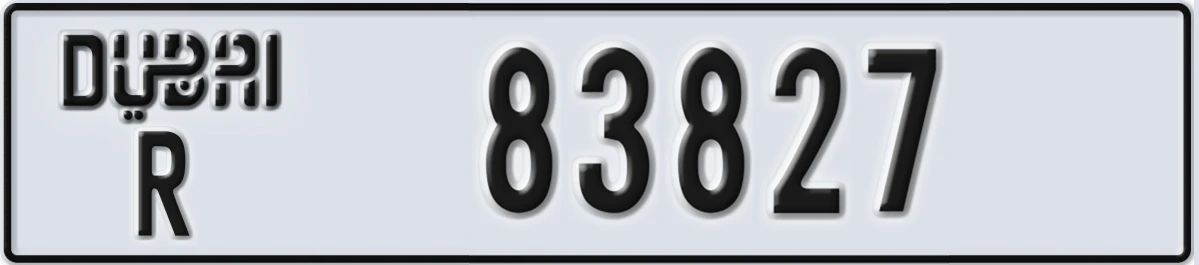 UAE License Plate Dubai R 83827