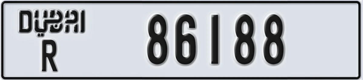 UAE License Plate Dubai R 86188