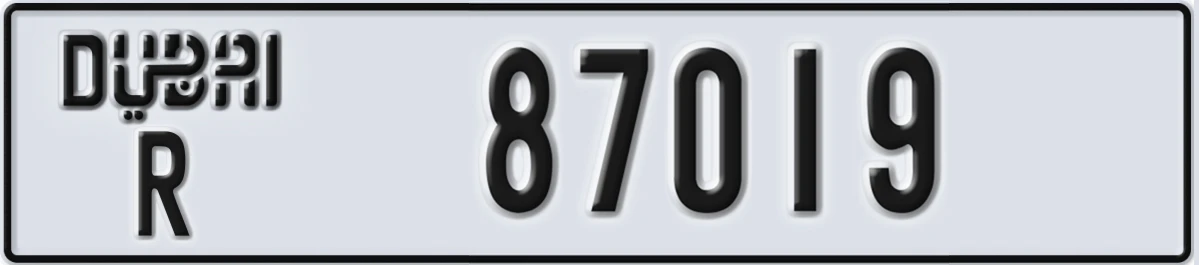 UAE License Plate Dubai R 87019