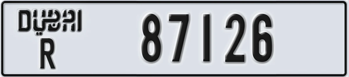 UAE License Plate Dubai R 87126